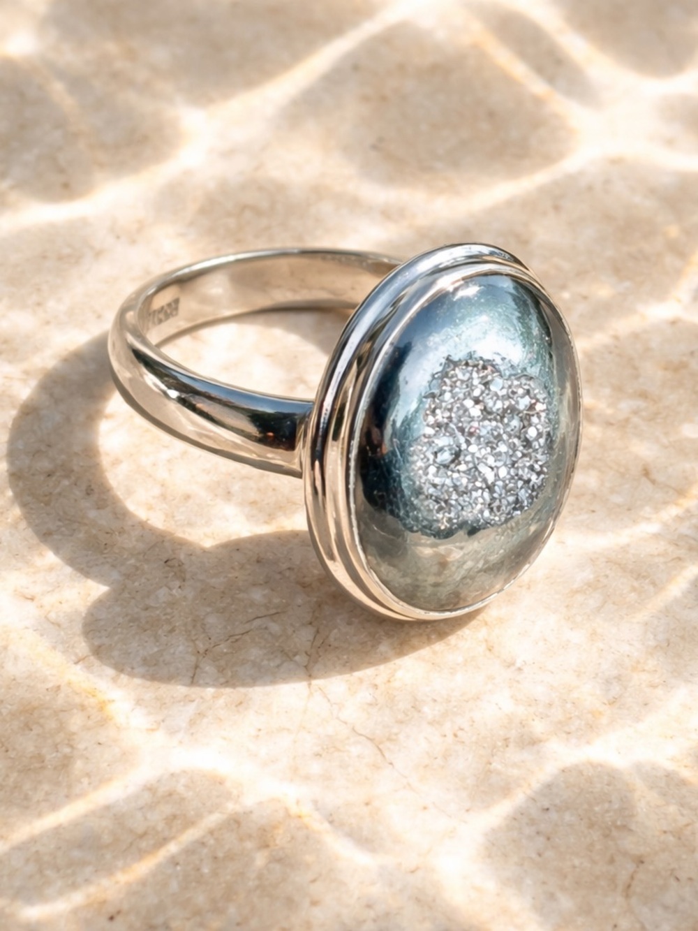 Platinum Aura Druzy Ring - Picture 8 of 14